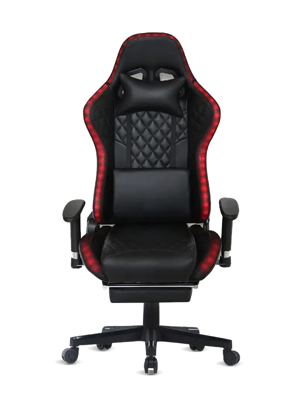 モダンで快適なオフィス ブラック コンピューター ゲーム LED ライト チェア 